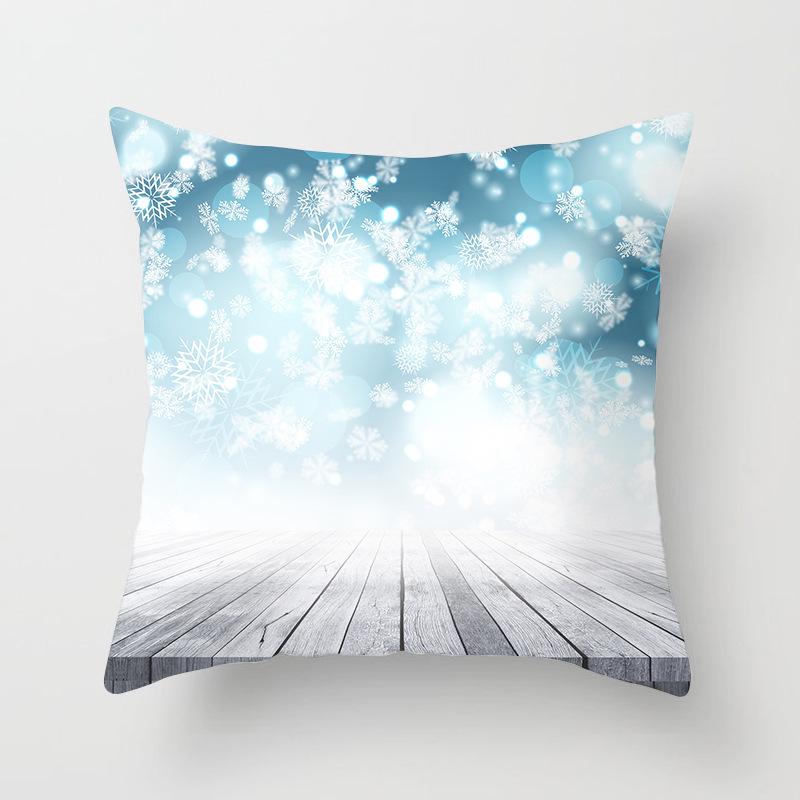 Wish Home Christmas Snowflake Digital Printing Peach Skin Car Pillow Cushion Pillow Case