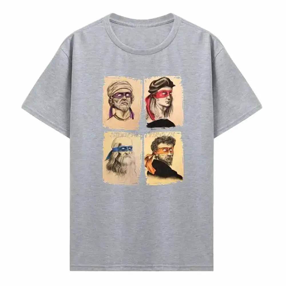 Science Turtles T-Shirt Men Mutant Ninja Short Sleeve Humor Tee Shirt O-Neck Funny Tops Printed Graphic T Shirt Cosplay Tees