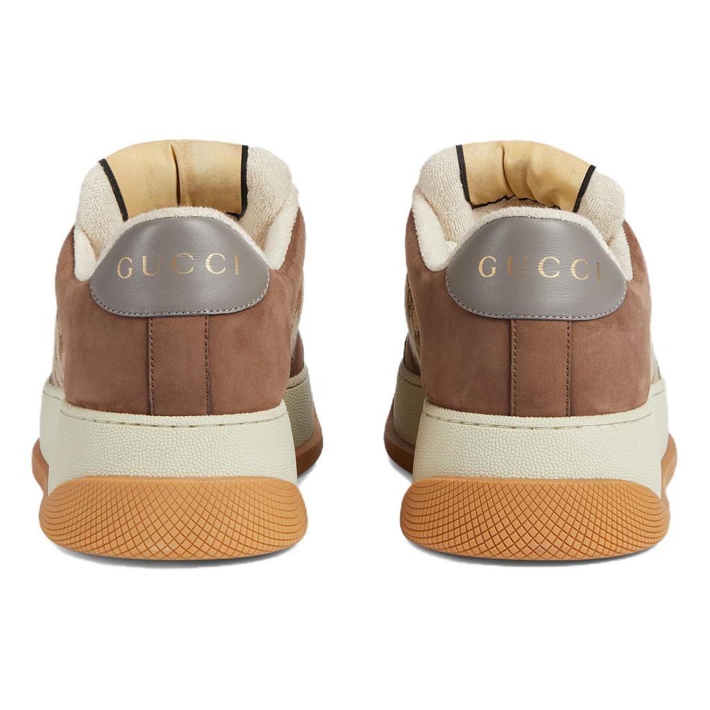 Gucci Screener Jigglypuff, Distressed Shoes Leather Low Top Stylish Skateboarding Shoes Men's Beige & Ebony 750048 FAB39 9754
