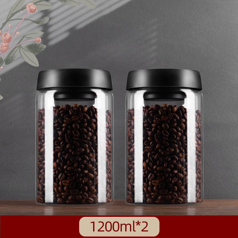 GIANXl Vacuum Sealed Jug Set Black Coffee Beans Glass Airtight Canister Kitchen Food Grains Candy Keep Fresh Storage Jar Set