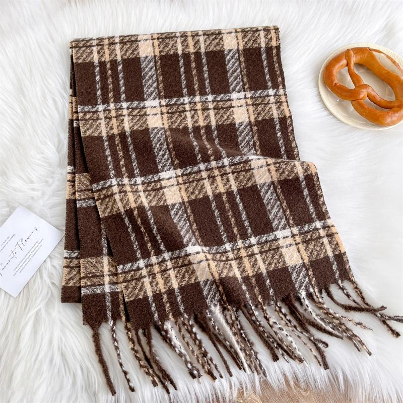 Sciarpa Calda Donna Sciarpa Lusso Cashmere Coperta Invernale Stole Stampa a Quadri Casual Pashmina Bufanda Poncho da Viaggio Stole Echarpe