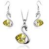 Cigno di cristallo Ciondolo charm amante moda Set di gioielli regalo di compleanno presente Collana Orecchino charm di qualità ragazza appuntamento