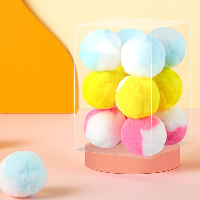 12 Pieces for Cat Ball Toys 1.8" 1.2" Small Plush Balls Colorful Kitten Chasing Balls Increasing Exercise for Indoor Cat