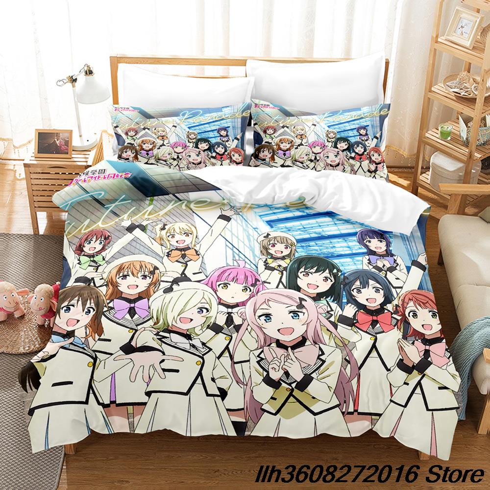 New New Kawai Love Live! Beding Set Carton Anime thre-piece set Adult People Kid Bedrom with Soft Fabric Duvetcover Sets Kawai colcha de verano c
