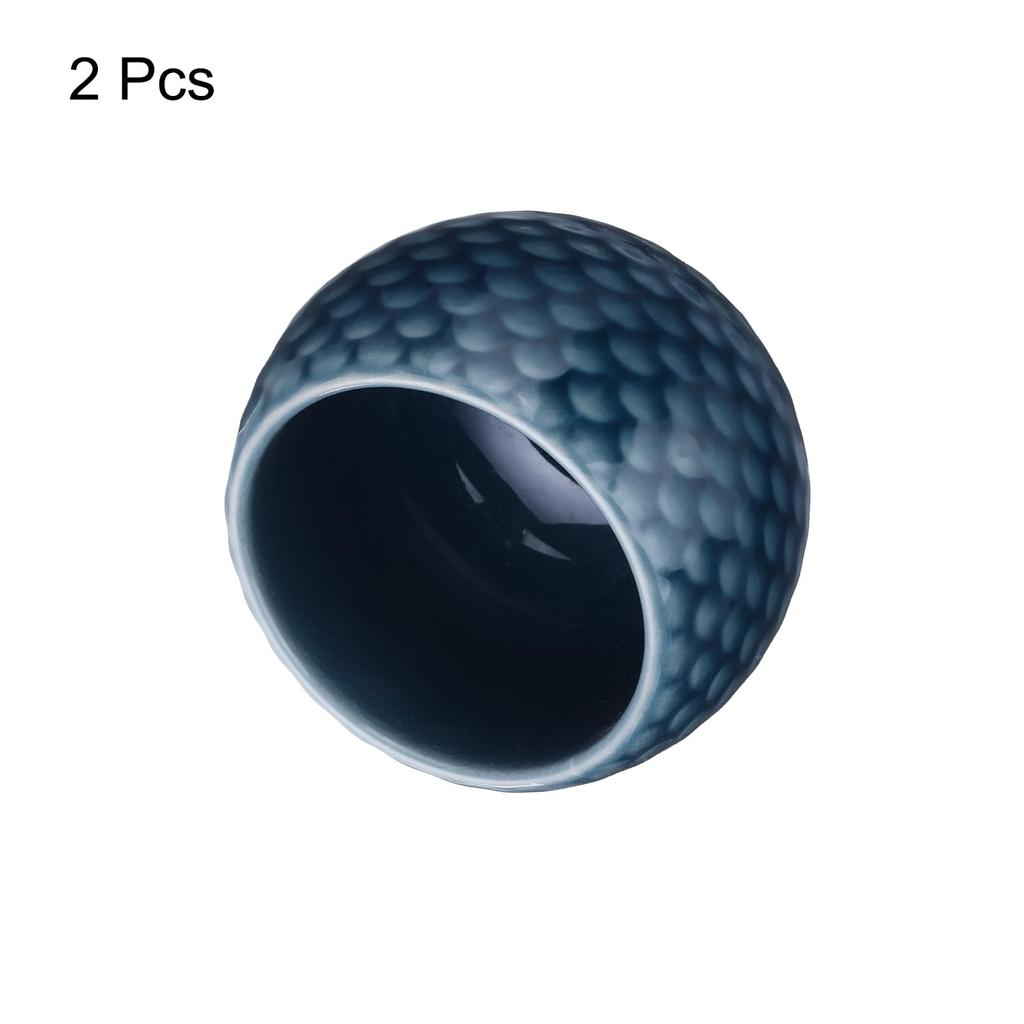 uxcell 2-Piece Handmade Tea Bowl, 150ml5oz, Chinese-Japanese Ceramic Tea Bowl, Gongfu Tea Set, Dark Blue, for Home or Gift