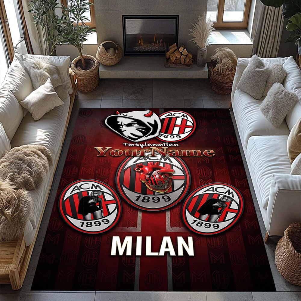 Ac Milan Customize Your Name Area Rug Suitable for Outdoor Hallway Dining Room Bedrooms Antislip Carpet Anime Office Decor Birthday/Christmas Gift