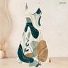 Women Plus Size Printed Two Piece Set Short Sleeve Cardigan Strappy V Neck Flared Dress