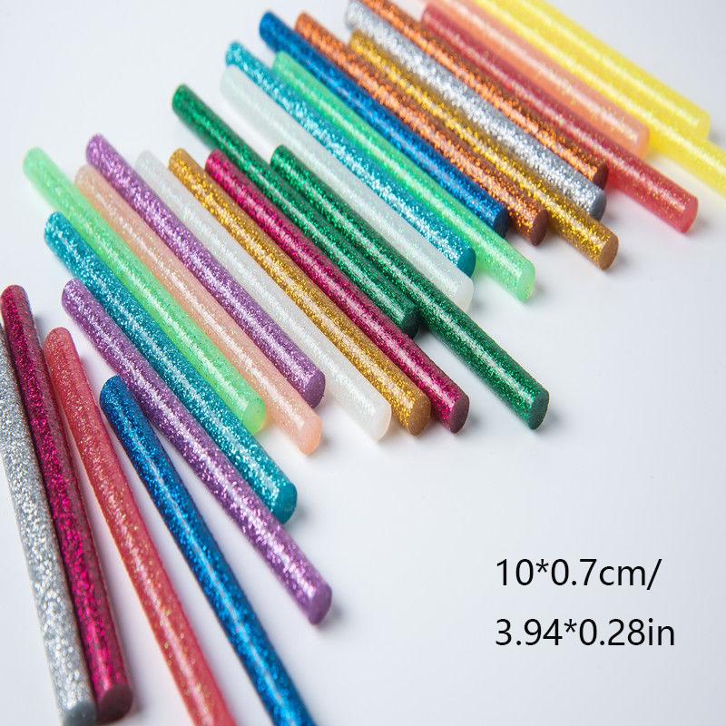 30 Stück Gemischte Farbe Hohe Haftkraft Starke Farbe Glitzer Heißschmelzklebestifte 10*0,7mm