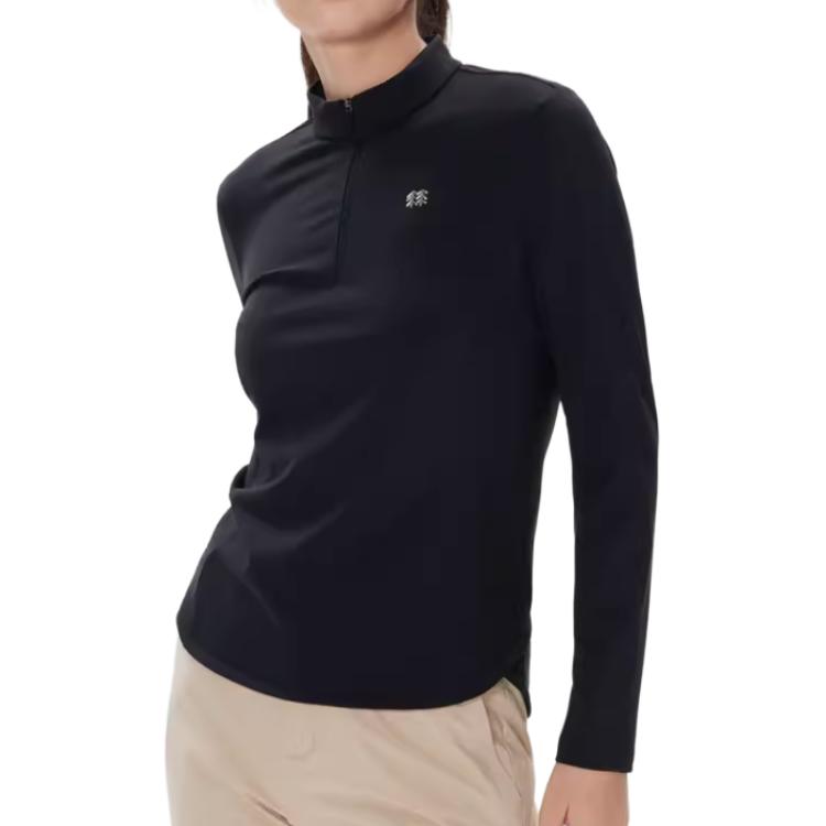 Kolon Sport Hiking Series Outdoor Stretch Half-Zip Logo Slim Fit Long Sleeve T-Shirt Women tops LKZT4WNO02