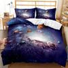 Galaxy Dynetrekksett for tenåringsbarn Stjernehimmel Sengesett Cosmos Dynetrekk med putetrekk Myk mikrofiberglidelåsdesign
