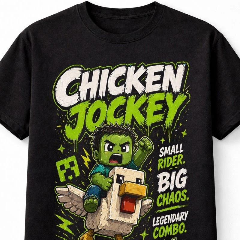 Minecraft Chicken Jockey Gamer Graphic Funny Game Unisex TShirt S