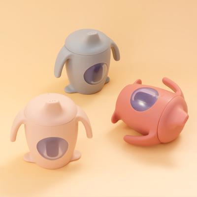 Farbe Kdis Babybecher Kleinkind Essbecher Baby Silikon Transparent Wasserflasche mit Henkel Milchbecher für Kleinkinder Babysachen