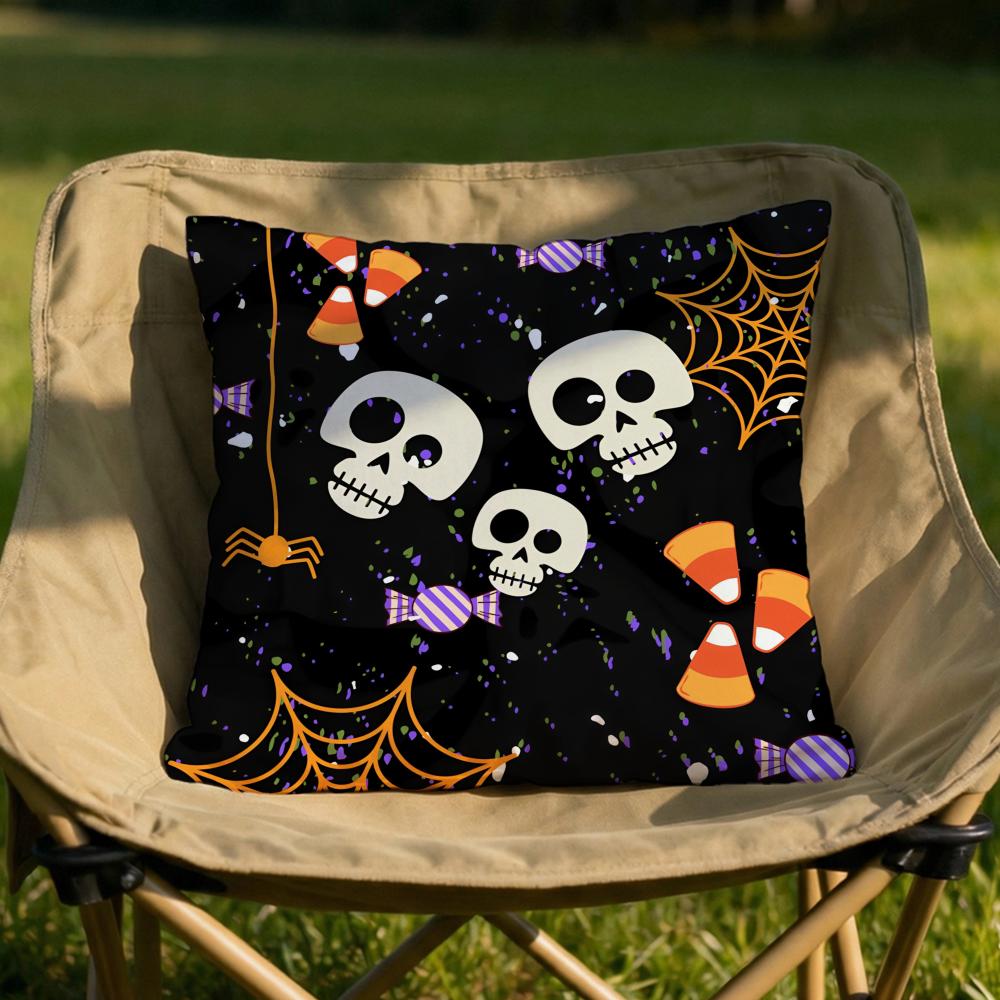 Happy Halloween Spider Web Cushion Cover Soft Reversible  Durable Pillow Cover  MultiScene Use for Home  Car Daily Comfort