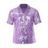 Mens See Through Shirt Turn Down Collar Short Sleeve Water Ripple Shine Beachwear Clubwear Top