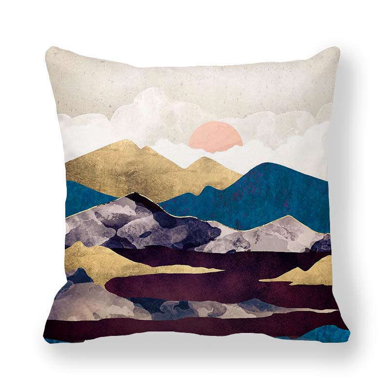 Texture Marmo Paesaggio Solare Serie Stampa Digitale Copricuscini Corti in Peluche per Auto Divano Ufficio Copricuscino Articoli per la Casa