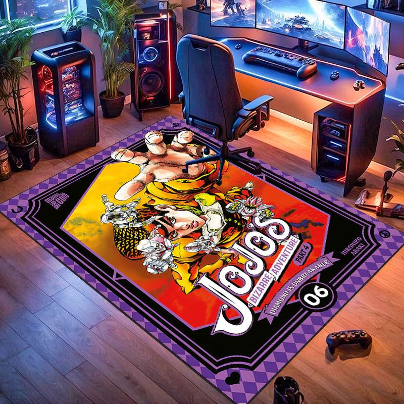 J-JoJo's Bizarre Adventure-themed rug, suitable for living room, bedroom, game room, computer room and home décor.