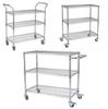 Movable Chrome Wire Mesh Shelving Unit with Wheels - Stainless Steel Storage & Display Rack