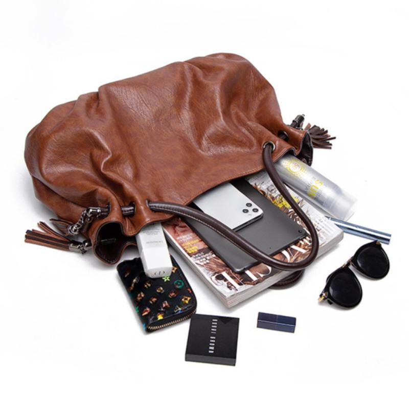 Ретро мода большой емкости портативная сумка через плечо женская большая сумка мягкая — фото 5