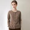 Women's 100% Pure Cashmere Round Neck Button-Up Long Sleeve Cardigan Coat - Autumn Collection