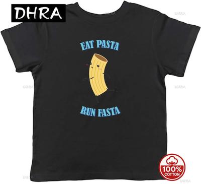 Funny Running Kids TShirt Eat Pasta Run Fasta Runner Childrens Boys Girls Gift In Streetwear for Unisex Stylish Punk Classic