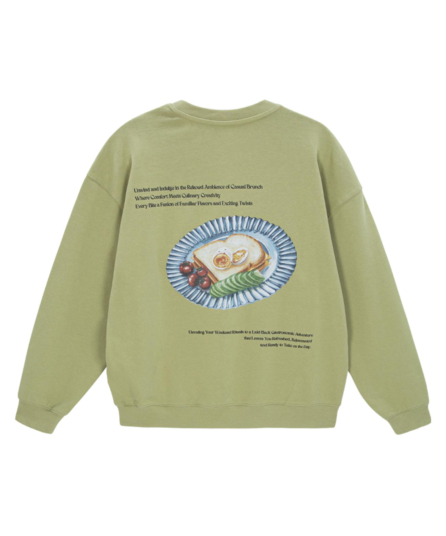 Divine Distance Relax Brunch Print Sweatshirt [Green] L