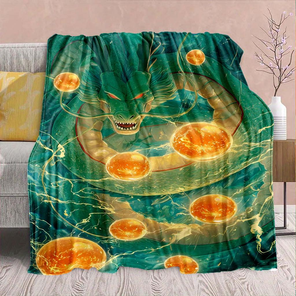 Dragon Ball Anime Flannel Blanket - Soft Warm Perfect for Sofa, Bedding Camping Travel Office Home Decor