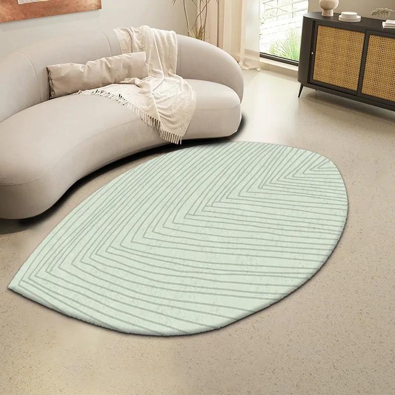 Large Modern Luxury Carpets for Living Room Fluffy Soft Green Plush Carpet Cream Irregular Rug Home Thickened Mat Washable Mats