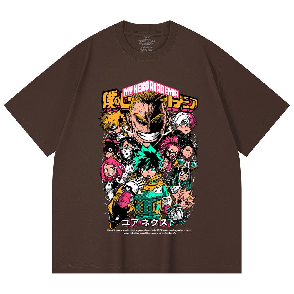 

230 Gsm 100% Cotton My Hero Academia V6 Print Unisex Heavy Cotton T Shirt M кавовий