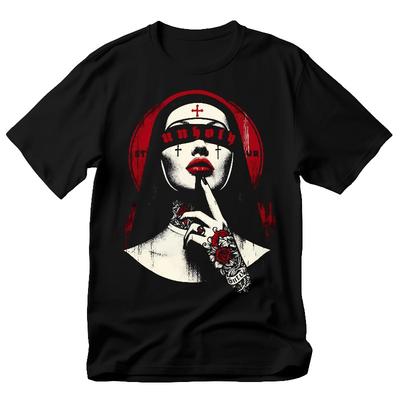 Unholy Nun Tshirt Gothic Satan Baphomet Halloween Shirt Summer Cotton Loose And Breathable Unisex Tshirt