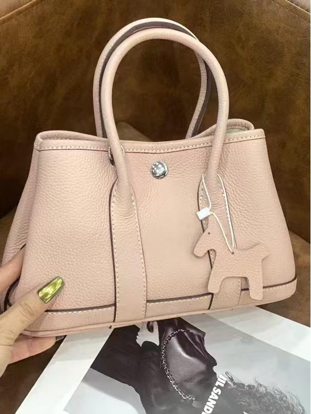 Women's Genuine Cowhide Leather Garden Tote - Large Capacity Bucket Shoulder Bag