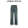 UR Women's Washed Rolled Hem Straight Jeans