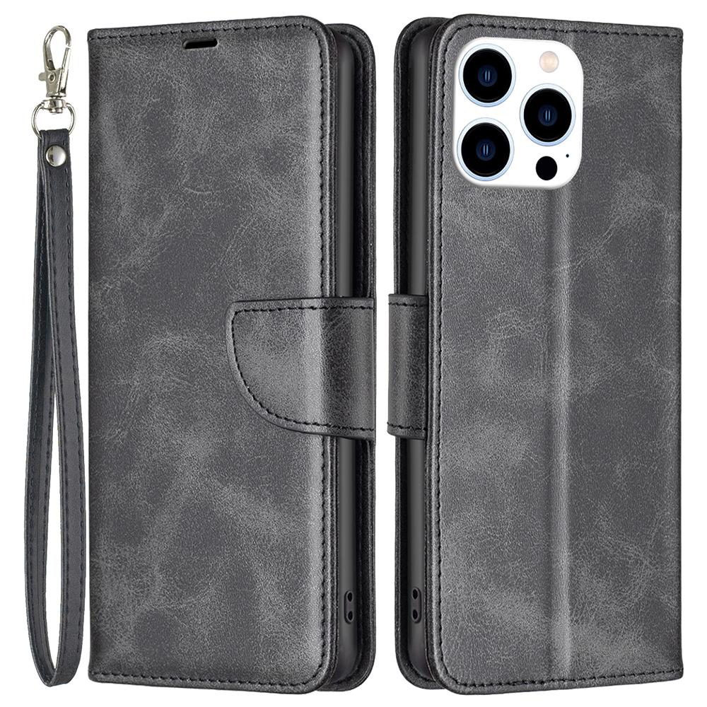 

Для iPhone 16 Pro Max чехол кожаный чехол для телефона с подставкой-кошельком Black