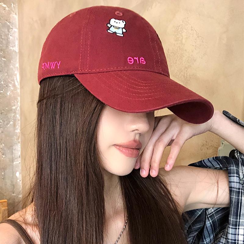 Breathable Baseball Cotton Cap With Bear And Letter Embroidery Design Fall For