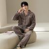 Flanell-Schlafanzug Herren Winter 1011 neu große Größe Jungen Winter Korallenfleece Loungewear Anzug kann draußen getragen werden