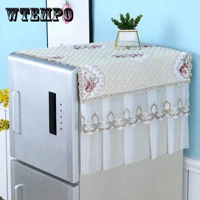 Housse de réfrigérateur Serviette Housse de réfrigérateur à porte simple et double Tissu Housse anti-poussière universelle Dentelle Résistant à l'usure Lavable