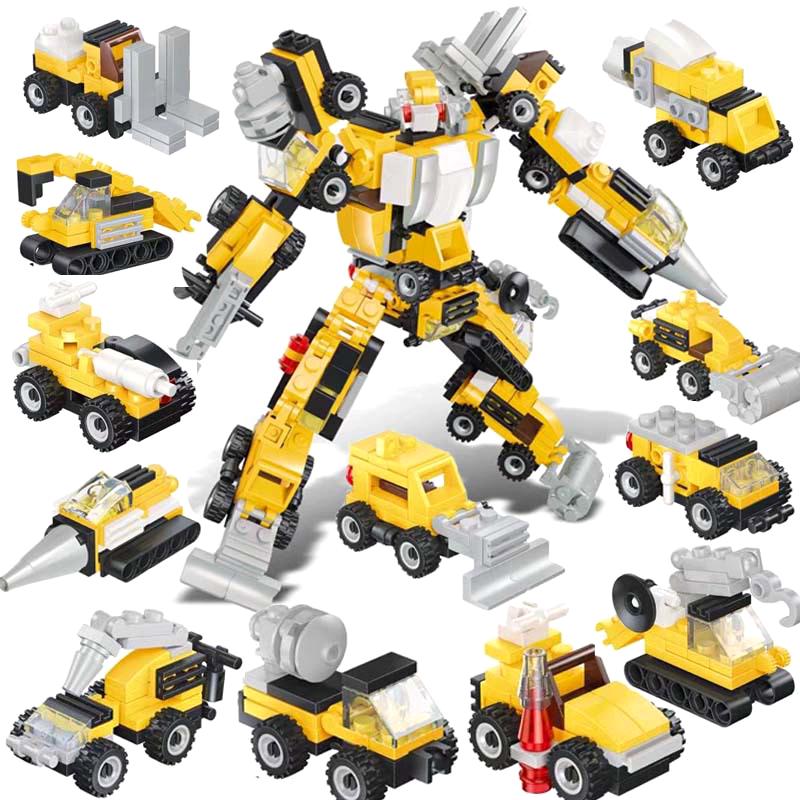 

2020 Новый продукт 2 изменения 12 в 1 Городская инженерная сборка Автомобильная обучающая игрушка Diy Fighting Сменный пластиковый робот-робот Игрушка на день рождения 12 in 1