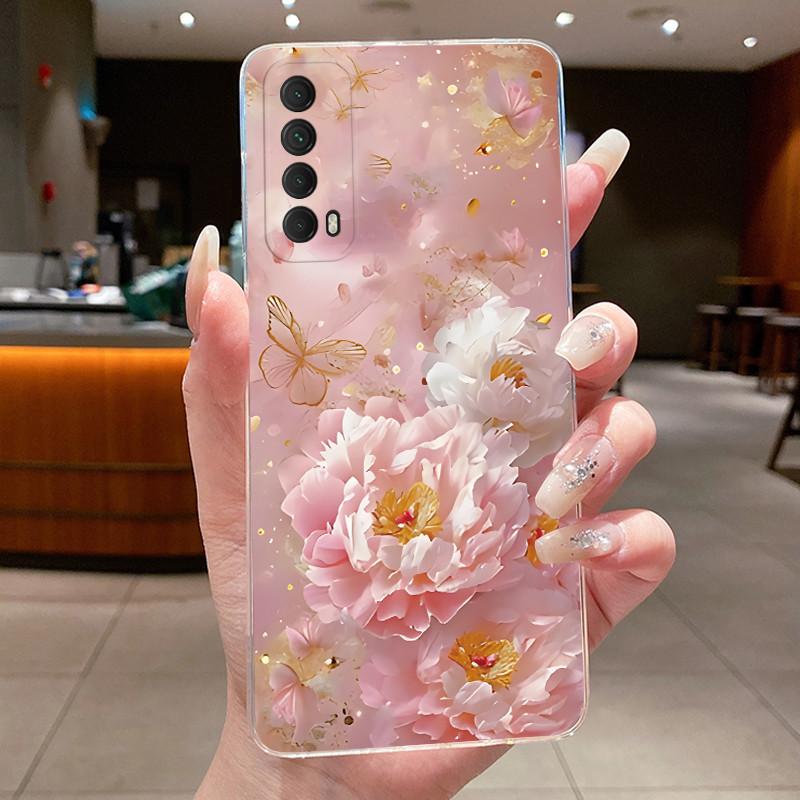 

Для Huawei P Smart 2021 Чохол Прозорий М який ТПУ Квітка Метелик Задня Кришка Для Huawei Y7a Чохли для Телефонів Для Huawei PSmart 2021 Funda Huawei Y7a