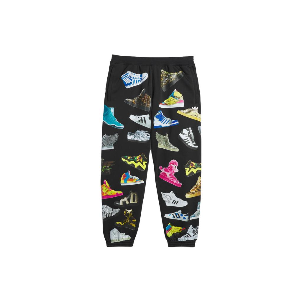 Adidas Originals Jeremy Scott Archive SS23 Pantalones de Archivo Transpirables con Puños de Punto Pantalones Deportivos Pantalones Unisex Negro IA0096