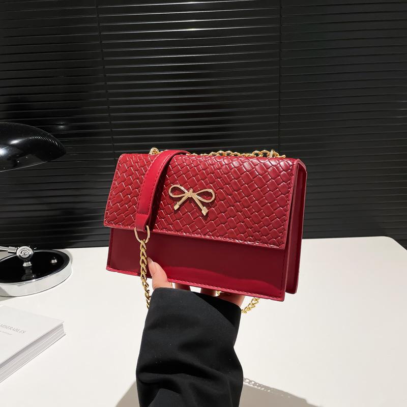 Sweet little fresh bow handbag women's 2025 new trend Korean underarm messenger bag chain shoulder bag