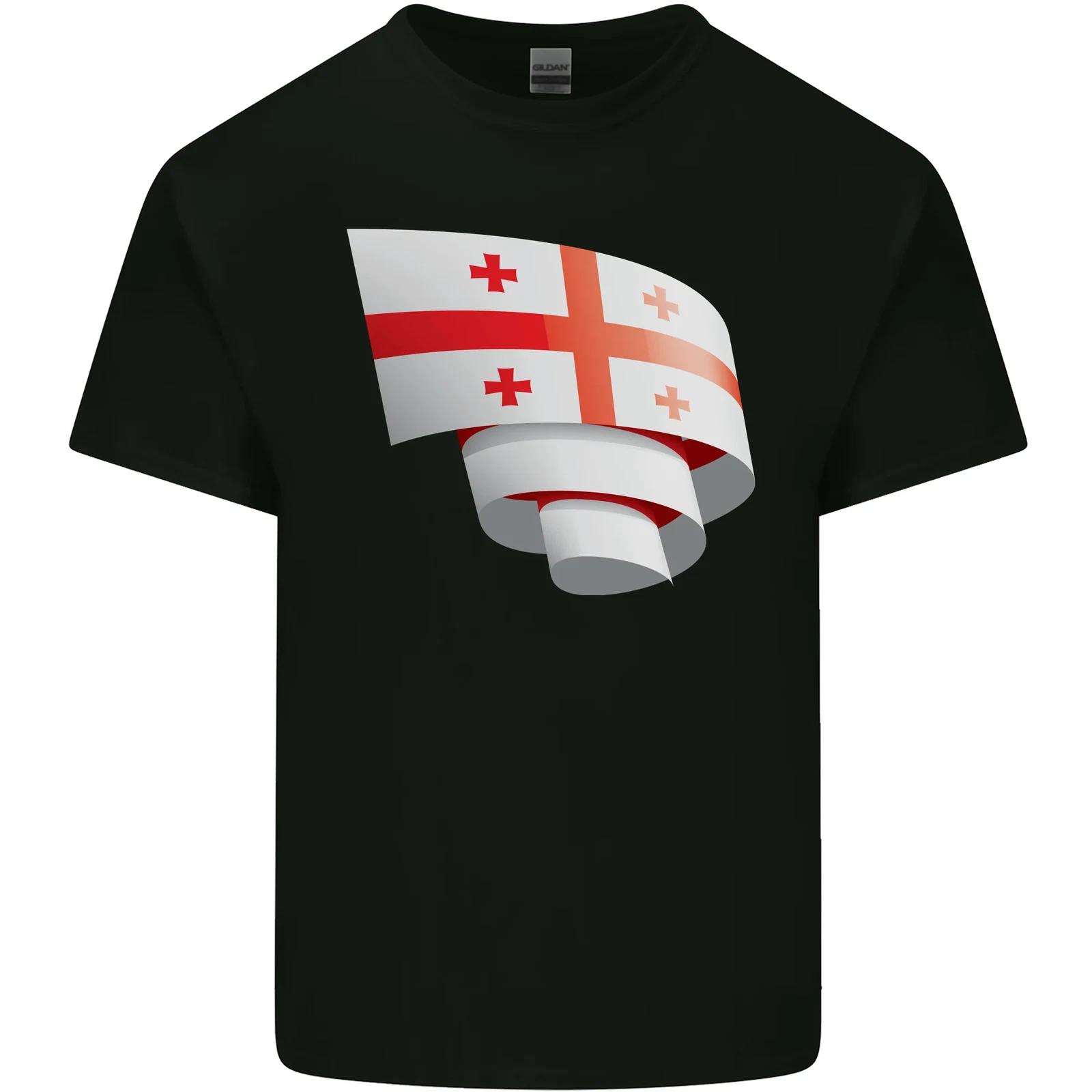 Curled Georgia Flag Georgian Day Football Kids T-Shirt Childrens 3XL