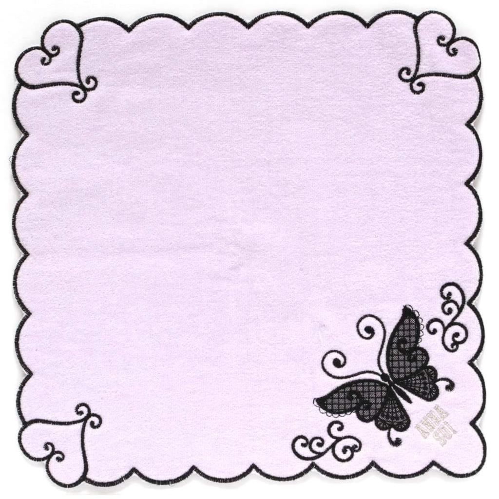 ANNA SUI Large Towel Handkerchief with Butterfly Tulle for (28cm) Appliqué (Purple) Women, 109109-0004-01