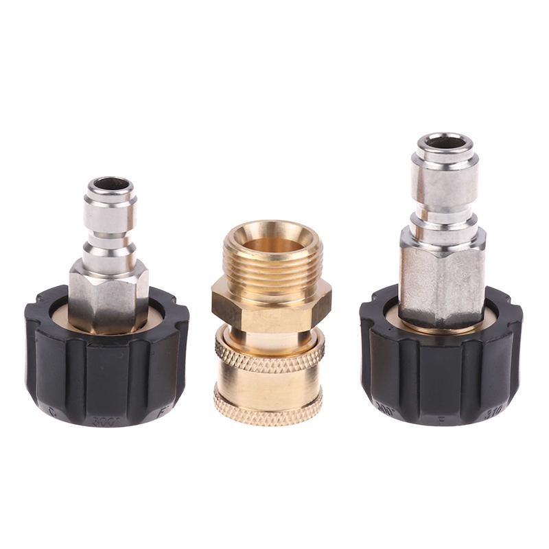 High Pressure Stainless Steel Washer Adapter Set Quick Connect Kit M22 14Mm/15Mm To 3/8 Inch Metric Fittings