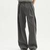 Folded Pleated Straight Trousers Men's Autumn American Dark Gray Loose Casual Pants Men's Simple Commuter Pants