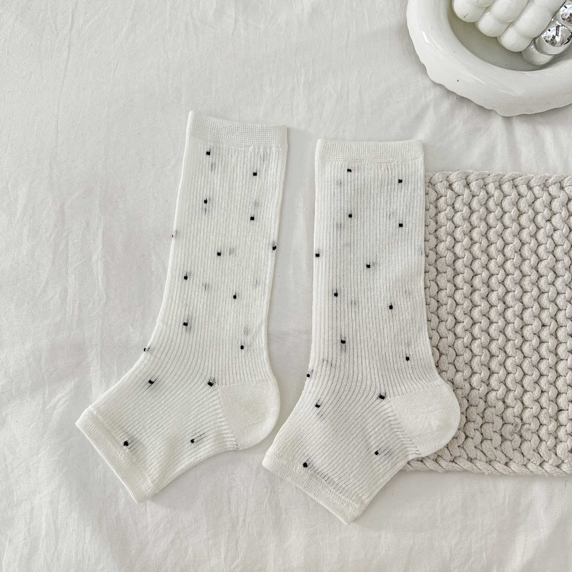 

Sock Pile Pile Sock Polka Dot Footstep Leg Cover Grey Mid-calf Sock Simple and Versatile Breathable Thin Sock 1 pair белый