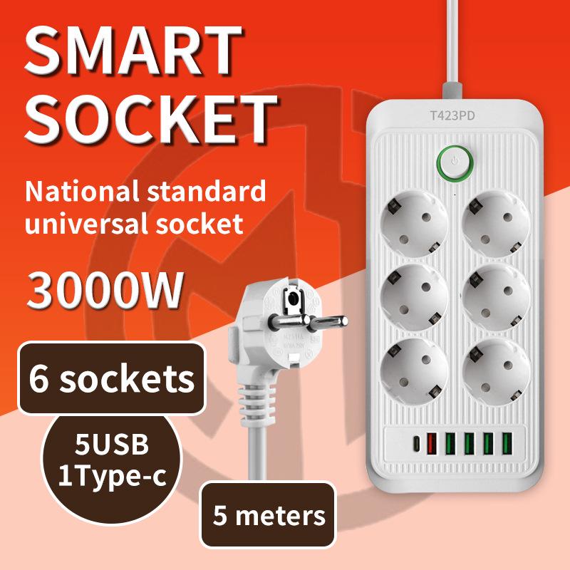 European Standard 16A Power Strip with Two-Pin Socket for Russian, German, Korean, and Austrian Use