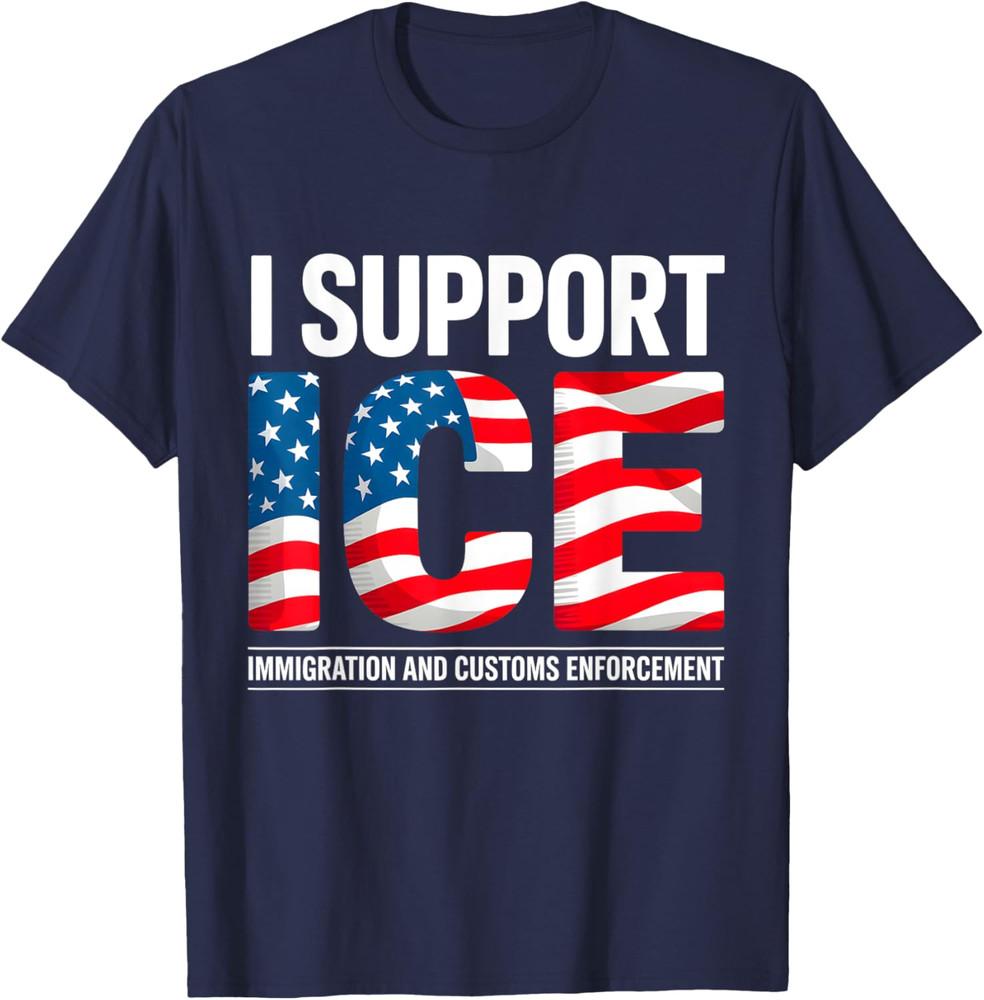 

Ice Immigration Officers American Flag T-Shirt I Support Trump 2025 Unisex Tee 4XL