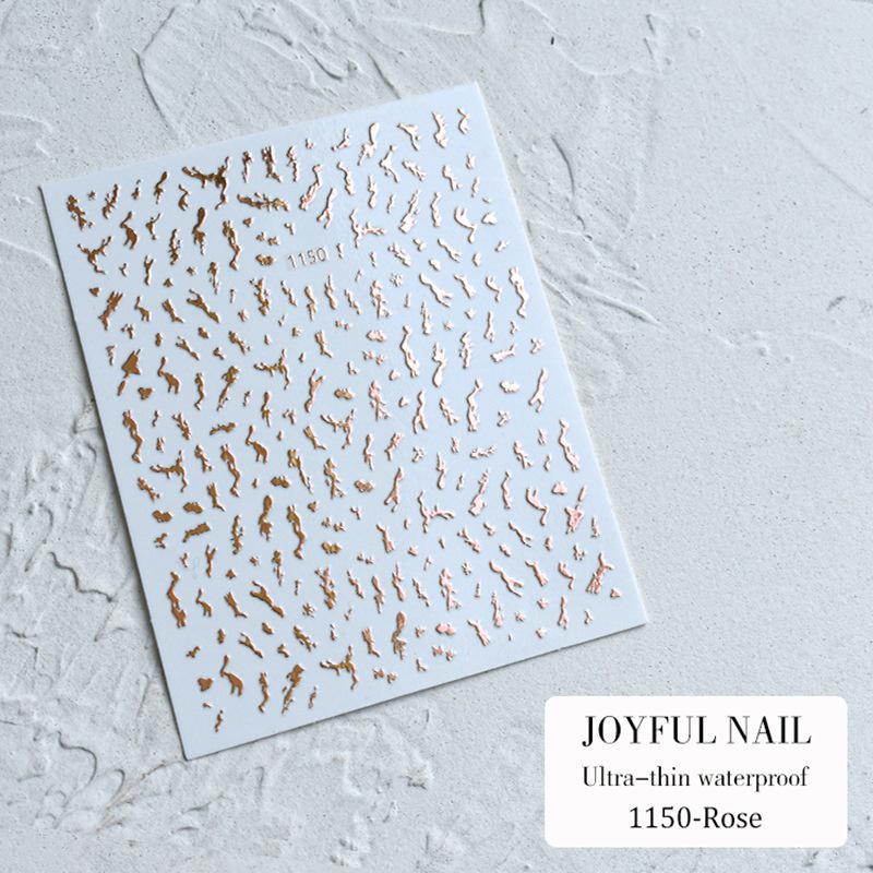 2023 Rose Gold 3D Nail Art Stickers - Self-Adhesive Throwing Ball Pattern Decals
