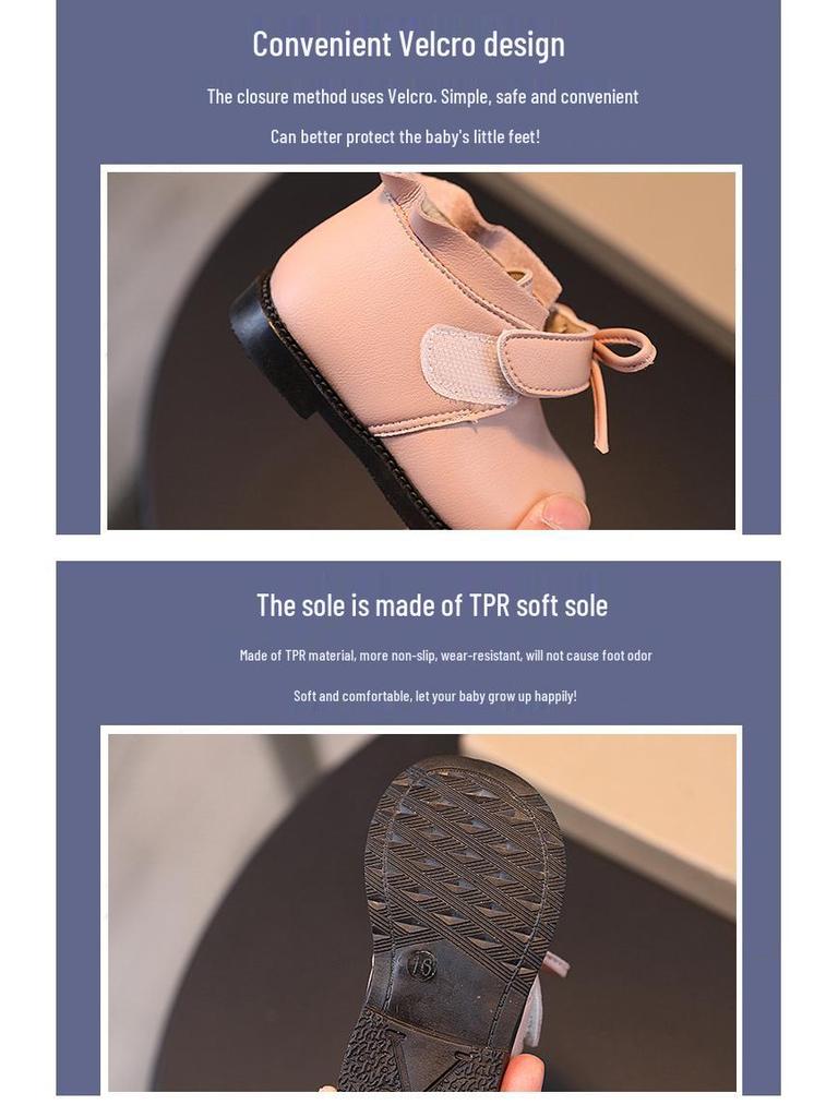 Baby Girl Princess Leather Shoes - Spring/Autumn, Soft Sole, Non-Slip, 1-3 Years