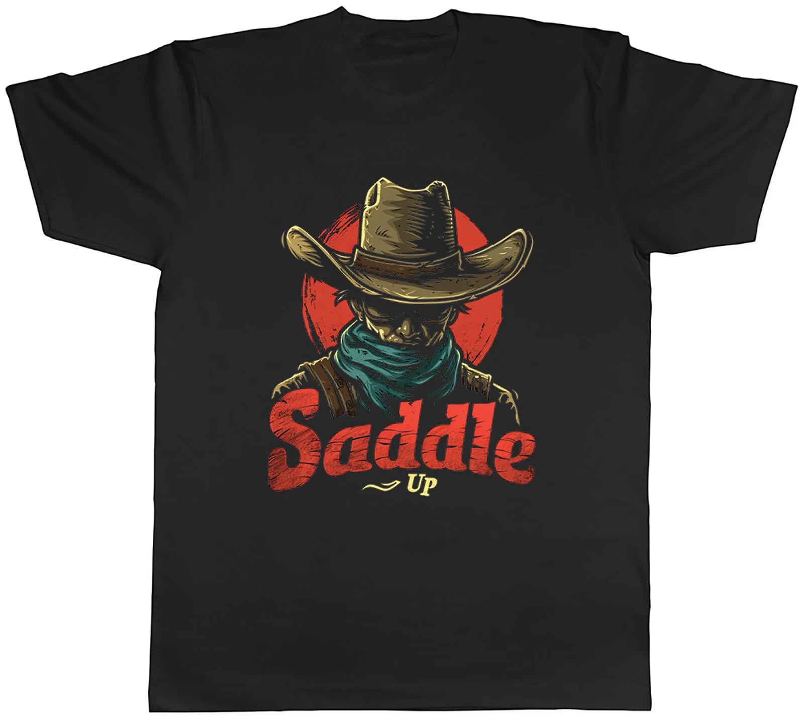 Wild West Cowboy Mens T-Shirt Saddle Up Western Tee Gift M