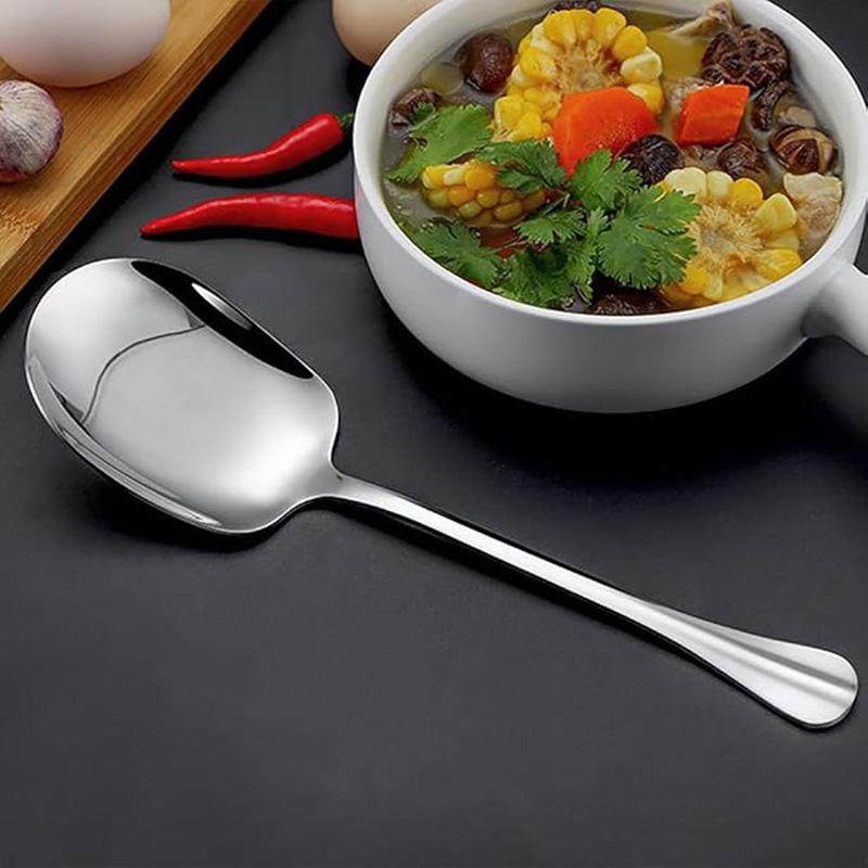 Long Handle Stainless Steel Square Head Design Thickened Soup Spoon Round Spoon Dinner Shovel and Spoon Cooking Tableware4
